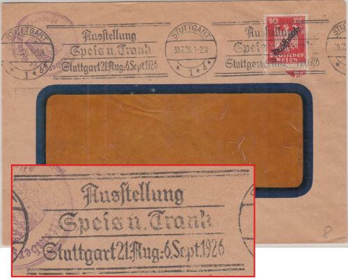 DR - Ausstellung Speis u. Trank Masch.werbestpl. Dienstbrief Stuttgart 1926