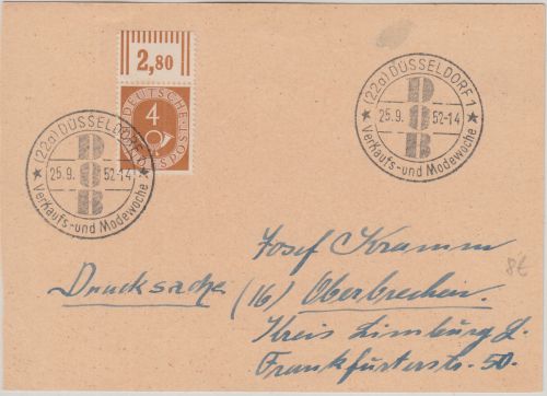 BRD - DOB Verkaufs- u. Modewoche Drucksache SST Düsseldorf - Oberbuchen 1952
