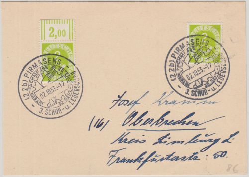 BRD - 3. Schuh- u. Lederschau Drucksache SST Pirmasens - Oberbuchen 1953