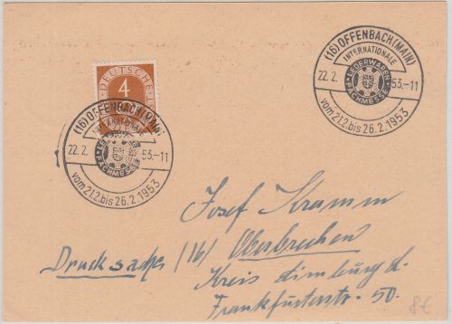 BRD - Int. Lederwaren-Fachmesse Drucksache SST Offenbach a/M. 1953