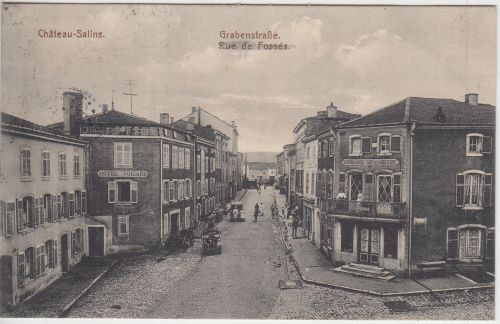 Frankreich/Lothringen - Chateau Salins Grabenstraße sw-AK/feldpost 1915