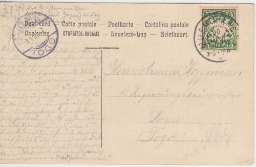 Bayern - 5 Pfg. Wappen Karte n. TOGO München - Lome 1907
