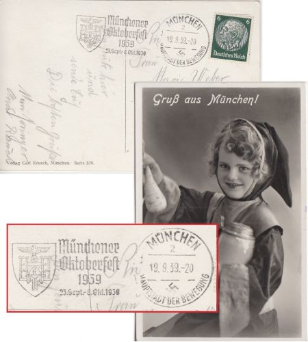 DR - Münchener Oktoberfest 1939 Masch.werbestpl. Karte n. Nicklasreuth