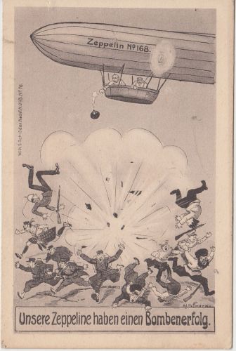 Militaria - Unsere Zeppeline haben einen Bombenerfolg Humorkarte/Feldpost