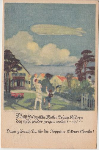 DR - Zeppelin-Eckner-Spende offiz. Postkarte farb. Künstlerkarte München 1936