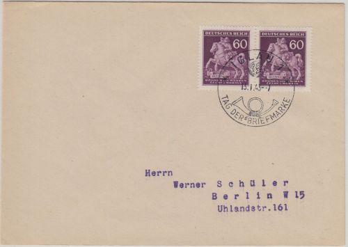 B&M - Tag der Briefmarke SST Iglau 13.1.43 Brief n. Berlin