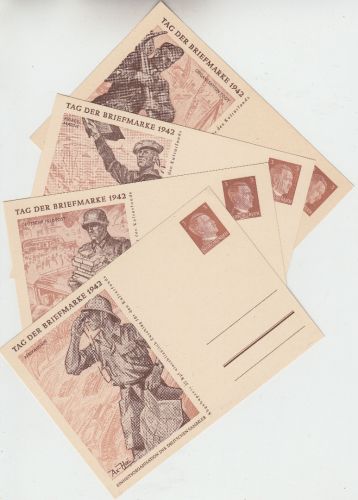 DR - Tag der Briefmarke1942 4x3 Pfg. Sonderganzsache ungebraucht