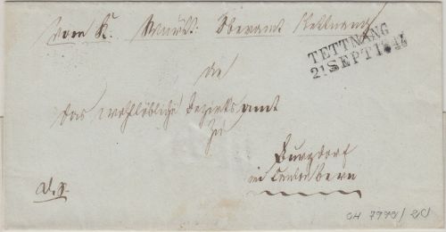 Württemberg/Schweiz - Tettnang 21. Sept 1843 Dienstbrief n. Burgdorf