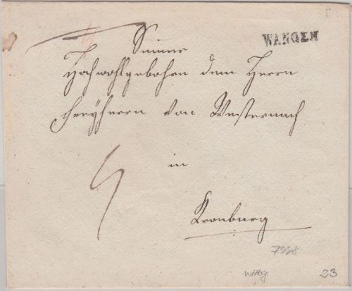 Württemberg - Wangen L1 Portobrief n. Leonberg ca. 1815