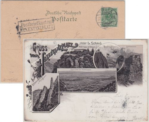 DR - Hexentanzplatz Postbriefkasten Ra2 sw-Mehrbildlitho Thale - Uslar 1897