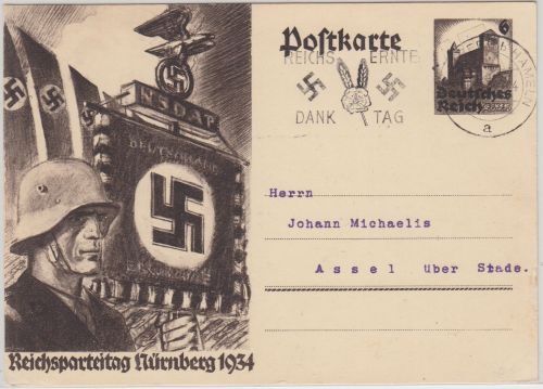 DR - Bückeberg b. Hameln Reichs-Erntedanktag 1935 Masch.-SST Ganzsache