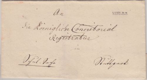 Württemberg - Isny R3 L1 Dienstbrief (Schulsache) n. Stuttgart ca. 1810