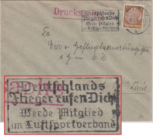 DR - Deutschlands Flieger rufen Dich Masch.werbestpl. Drucksache Berlin 1936
