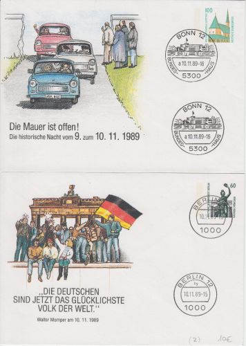 BRD/Berlin - 60+100 Pfg SWK 2 Privatganzsachen Maueröffnung Berlin/Bonn 10.11.89
