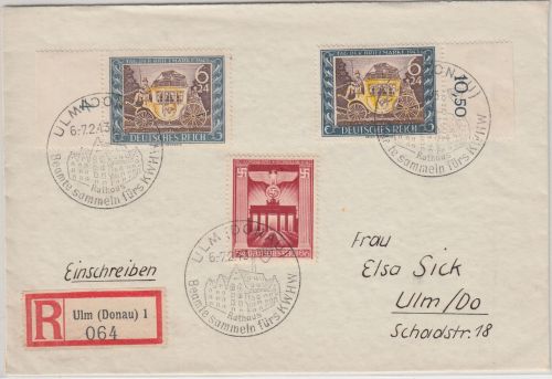 DR - 6 Pfg. Tag d. Briefmarke 2 deutlich unterschiedliche Farbtöne SST Ulm 1943