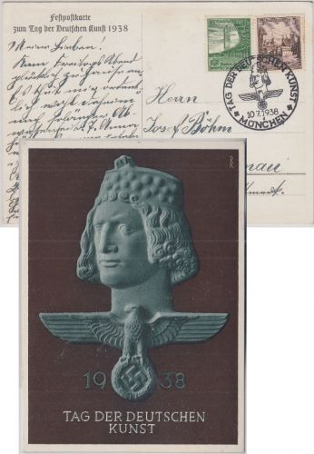 DR - Tag der Deutschen Kunst 1938 amtl. Festpostkarte SST München