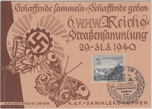 DR - 6. WHW-Reichs-Straßensammlung Sonderkarte m. 4 Pfg. + SST Berlin 1940