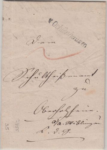 Württemberg - v. Ochsenhausen L1 Dienstbrief n. Oberholzheim 1843