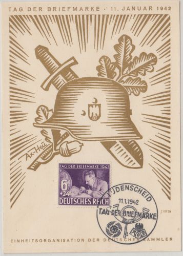 DR - Tag der Briefmarke 1942 Schmuckkarte/Ersttag SST Lüdenscheid 11.1.42