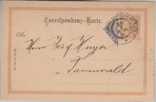 Österreich - 1 Kr. Halbierung + Ganzsache Tannwald-Schumburg 30.1.1901