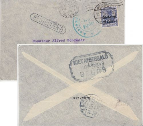 LP Belgien - 25 C. Germania Zensurbrief n. HOLLAND Antwerpen - Amsterdam 1915