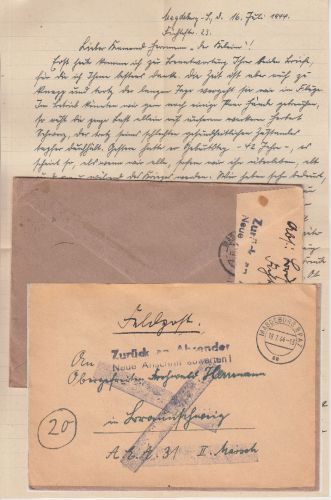 DR - Zurück an Absender! Neue Anschrift abwarten! L2 Feldpostbrief Magdeburg