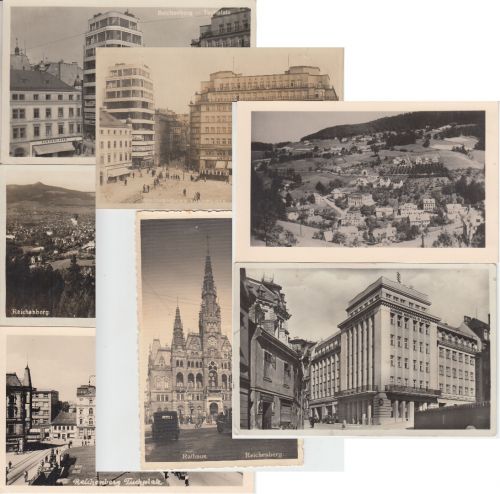 Sudetenland - Reichenberg 7 sw-Ansichtskarten vor 1945 teils gelaufen
