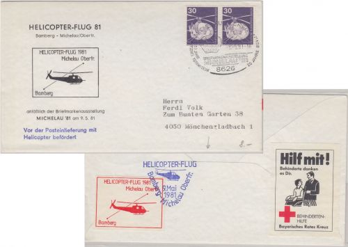 BRD - Bamberg Michelau Helicopter-Flug 81 Schmuckkuvert BM-Ausstellung 1981