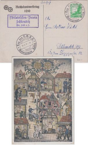 DR - Reichshandwerkertag 1936 farb. Sonderkarte SST Frankfurt a/M.