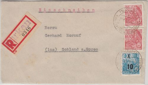 DDR - Burkau ü. Bischofswerda Poststelle I Einschreibebrief n. Sohland 1955