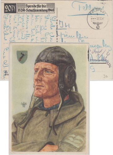DR - Willrich-Karte "Stukaflieger" gelaufen/Feldpost Nr. 20175 n. Berlin 1940