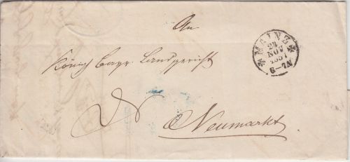 Thurn & Taxis/Bayern - Mainz 1857 Dienstbrief n. Neumarkt