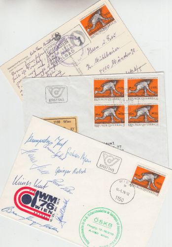 Österreich - XI. Sportkegel-WM 1976 3 Belege Bedarf/FDC