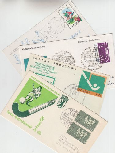 Hockey - 4 Belege (BRD, Spanien, Indien, Polen) ex 1972/1982