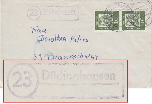 BRD - (23) Düdinghausen teilapt. Landpost-Ra2 Brief Nienburg - Braunschweig 1962