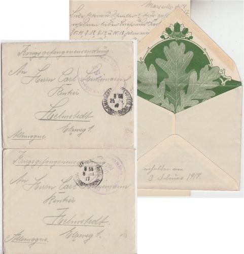 DR - Marseilles 1917 - 2 Kriegsgefangenenbriefe n. Helmstedt - Inhalt !