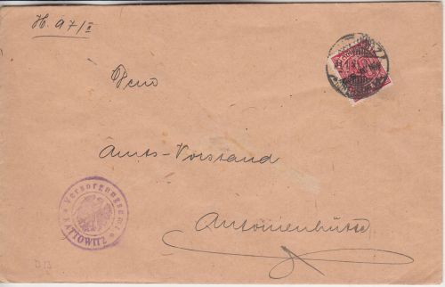 Abstimmung/Oberschlesien - 40 Pfg. Ziffer/CGHS Dienstbrief Kattowitz 1921