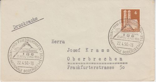 Bizone - (14b) Friedrichshafen Int. Bodenseemesse 1950 SST Drucksache