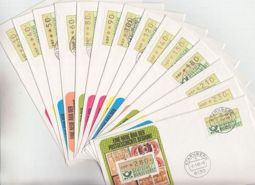 BRD - ATM Erstausgabe 2. Jan 1981 14 Schmuck-FDC/versch. Stempel/Orte