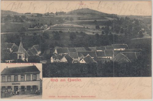 Bayern/Pfalz - Esswieler Ortsansicht Wirtschaft sw-Mehrbild-AK gelaufen 1910