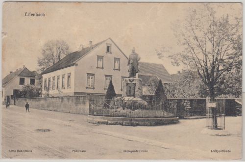 Bayern/Pfalz - Erfenbach Prarrhaus Schule etc. sw-AK gelaufen n. ITALIEN 1914