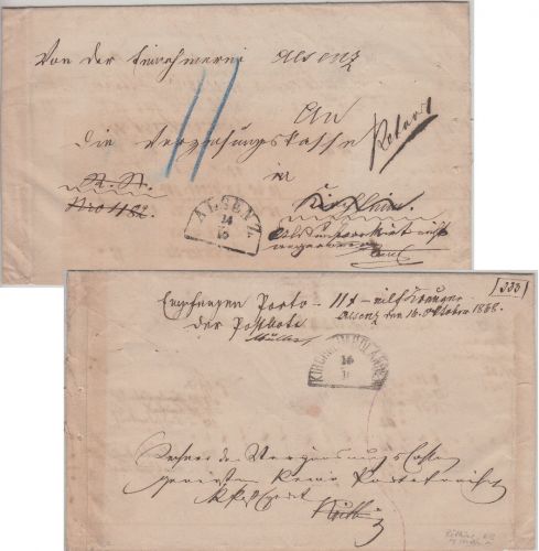 Bayern - Alsenz 14/10 Regierungssache n. Kirchheimbolanden 1868 Nachporto !