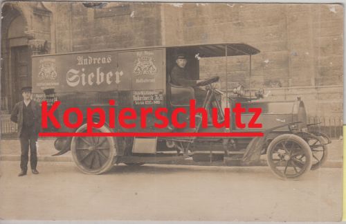 Bayern - München Sieber Hoflieferant/Metzgerei Lieferfahrzeug sw-Fotokarte 1912