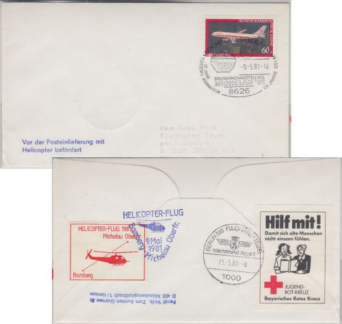 BRD - Helikopterpost Bamberg Michelau 1981 SST Brief n. Berlin