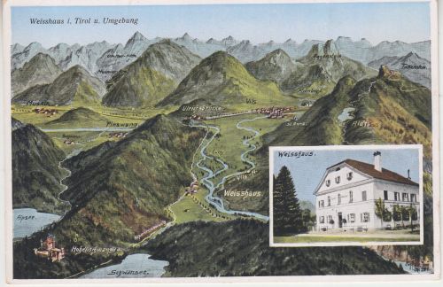 Österreich/Tirol - Weisshaus u. Umgebung, Gasthof farb. Mehrbild-AK ca. 1910