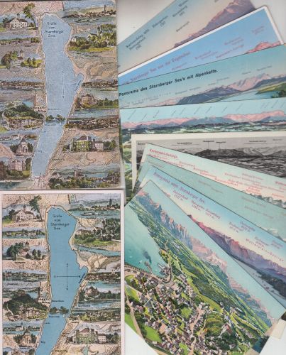 Bayern - Starnberger See farb./sw Panoramakarten 11 Stück ex 1911/1929