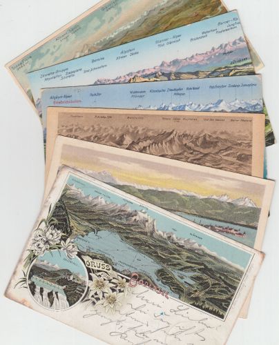 Bayern/AT/CH - Bodensee 6 Panoramakarten ex 1896/ca. 1925
