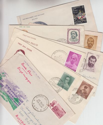 Indien - 8 FDC ex 1958/1977