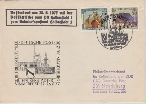 DDR - Halberstadt 1977 Postkutschenpost Schmuckkuvert + SST