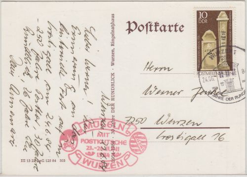 DDR - Mügeln Wurzen mit Postkutsche Karte 1984